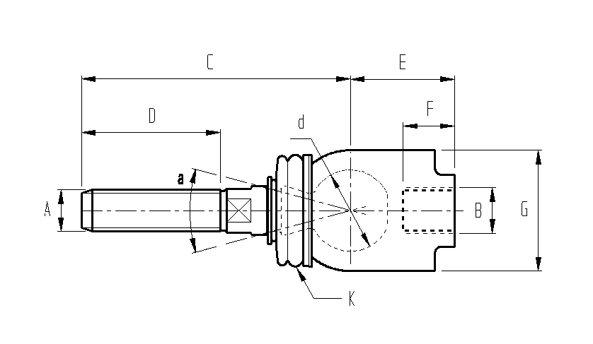 Axiale Kugelgelenkverbindung mit Innengewinde